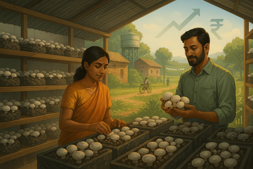 Real success stories of mushroom farming in Bihar with practical insights, earnings potential, government schemes, and how rural farmers became crorepatis.
